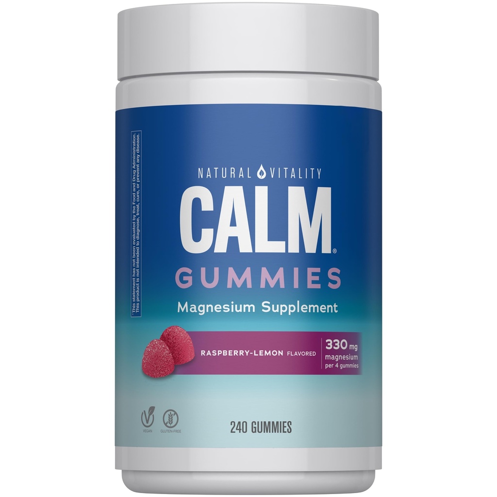 Doğal Vitality Calm, Magnezyum Citrate Supplement, Stres Yardımı Gummies, Gluten Free, Vegan, Raspberry Lemon Flavored, 240 Gummies