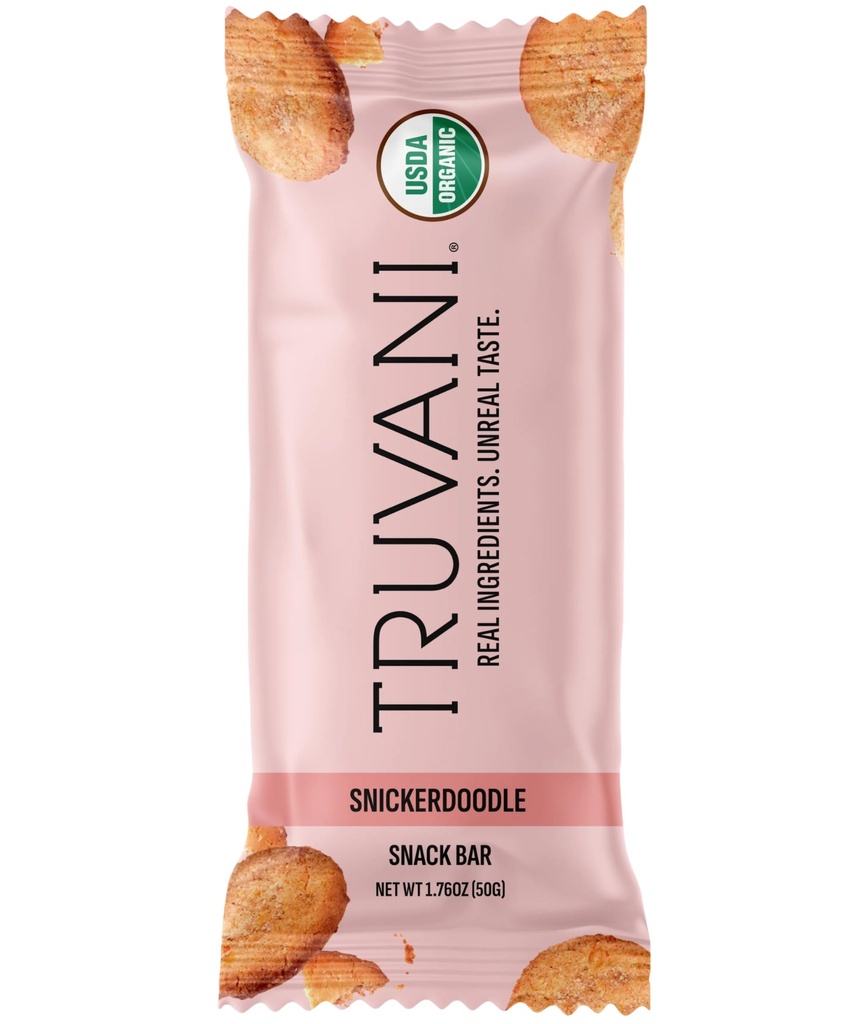 Truvani Plant Tabanlı Snack Bars | Snickerdoodle 1 Pack | 5g Protein | USDA Organik ve Vegan | Sadece Bar | Süt, Soy ve Gluten Ücretsiz | Bireysel olarak sarıldı