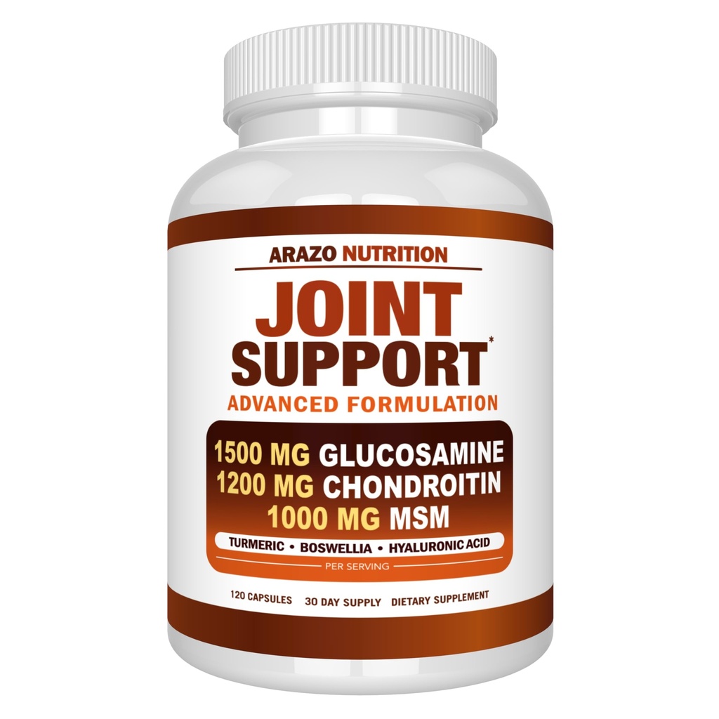 Arazo Beslenme Glucosamine Chondroitin Turmeric Mrsm Boswellia - Bones için 120 Capsules için Ortak Destek Supplement, Back, Dizs, Hands (120 Capsules)