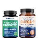 Omega 3 Fish Oil and Probiyotik Capsules | Triple Strength EPA & DHA with Probiyotik Gut Health & Immune Support Supplement | Comprehensive Wellness Sche