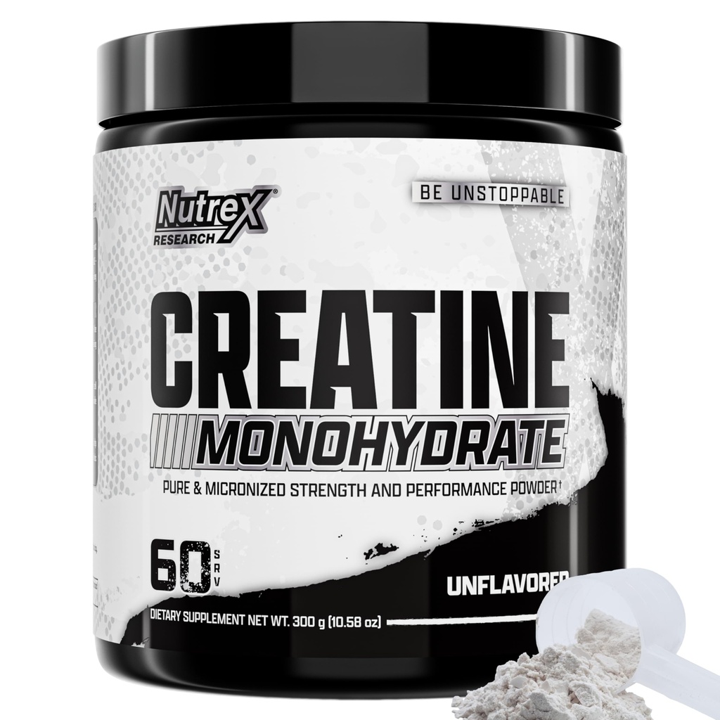 Nutrex Research Kretine Monohidrat Toz 60 Hizmetler | Unflavored 5G Micronized Kretine Toz | Gluten Free