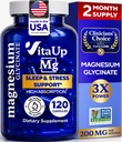Magnezyum Glycinate 200 mg - ABD Uyku, Kalp, Kemikler, Metabolism Desteği - Yüksek Abhidrasyon Magnezyum Bisglycinate Capsules - 120 Vegan Chelated Capsules