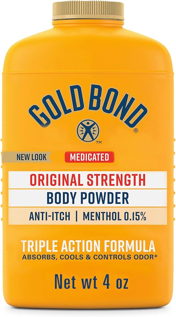 Gold Bond Medicated Original Strength Body Powder, 4 oz., Talc-Free, Anti-Itch, Absorbs & Cools