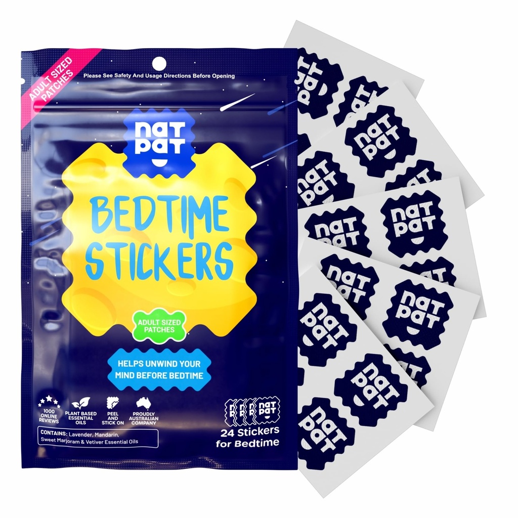 NATPAT Sleepy Patch Sleep Aid Patches - Yetişkinler için Yatak Zamanlı Gemiler - Plant-Based Sleep Support - Drug & Melatonin Free Bedtime Manuals - 24 Counting Bedtime Styles - 24 Counting Bedtime Styles