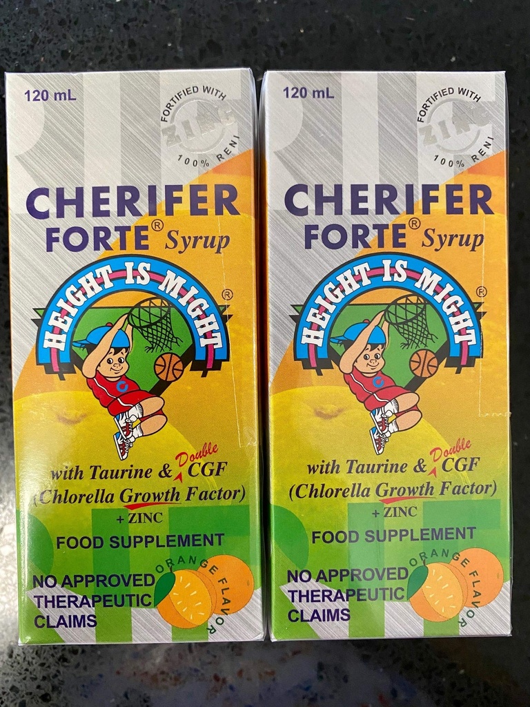 CHERIFER Forte Syrup w/Taurine & Double Klorella Büyüme Faktörü + çinko 120 ml ( 2 Şişenin Paketi)