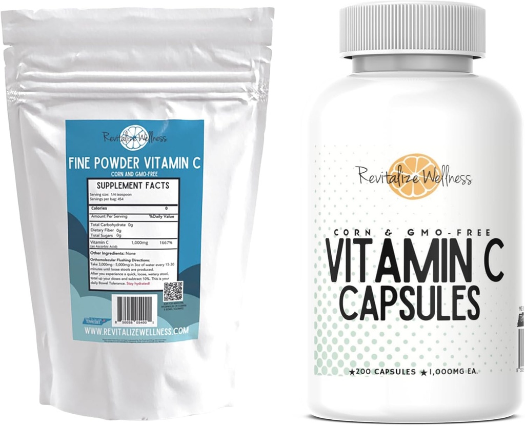 Grafik | Güzel Toz Vitamin C, 454 Hizmet ve Vitamin C Capsules, 200 Capsules