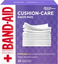 Johnson & Johnson Band-Aid of First Aid Products Cushion-Care Gauze Pads, 4 X 4 Inches, 25 Count (Brook of 12)