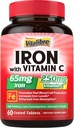 Demir Eksikliği ve Magnezyum Kompleksi için C vitamini ile Demir Supplement, Magnezyum Deficiency için 1'de 10.