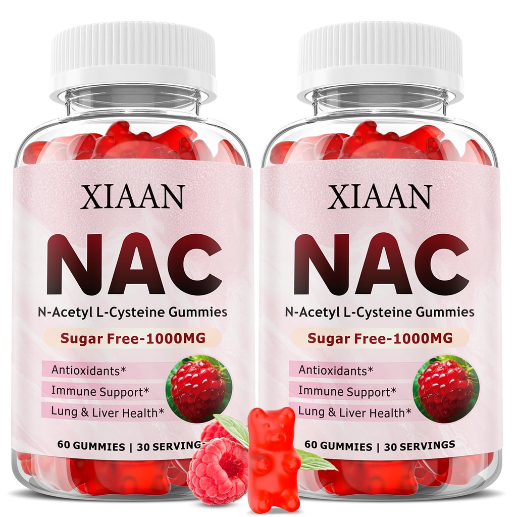 Çocuklar ve Yetişkinler için NAC Gummies, N Acetyl Cysteine 1000 mg NAC Supplement for Antioksis & Immune Support, Lung & Liver Health, Raspberry Flavor 120