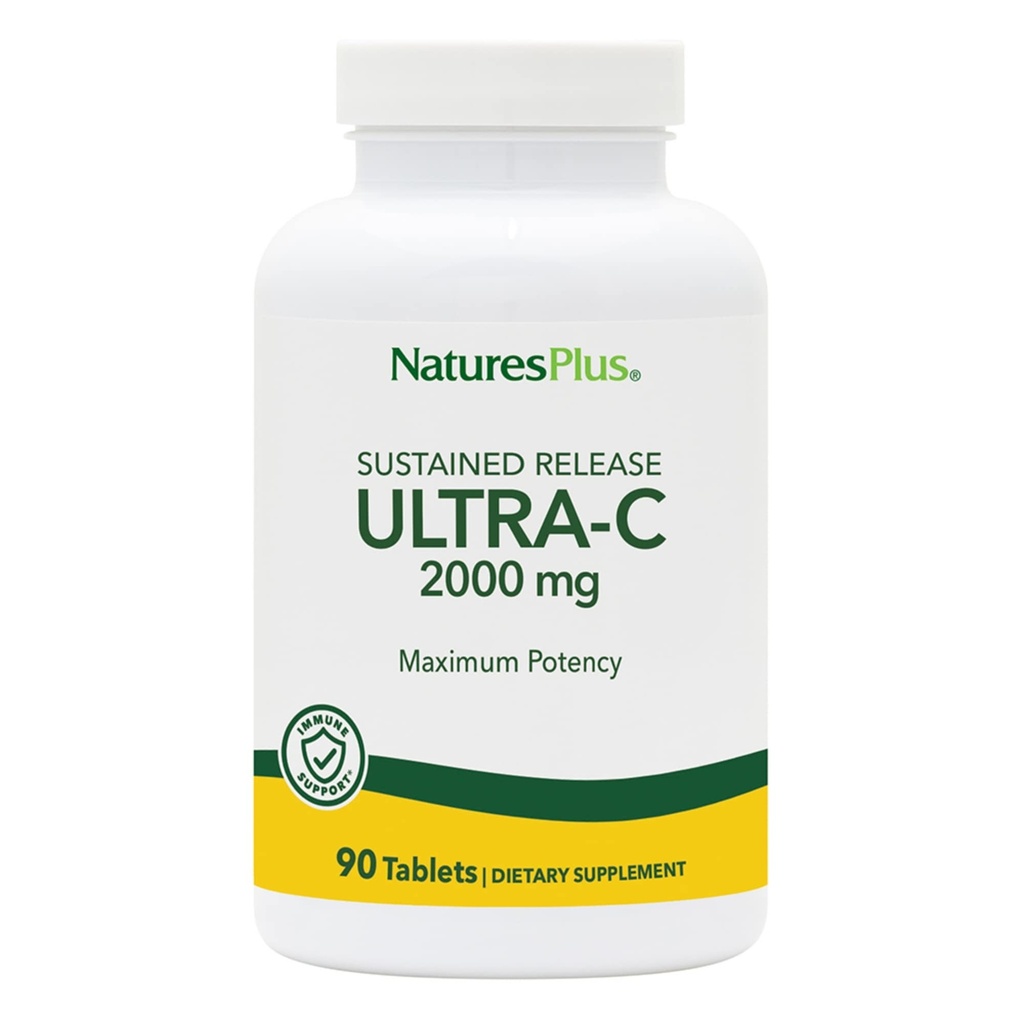 Natures Plus Ultra C W/Rose HIPS, Sustained salıverildi - 2000 mg, 90 Vejetaryen Tabletler - maksimum Potency Immune Support, Antioxy - Free-Radical Defense - Gluten-Free - 90 Servisler
