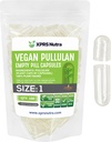 XPRS Nutra Boyutu 1 Pullulan Boş Kapsüller - 100 Kont Clean Label Plantcaps Clear Boş Vegan Capsules - Premium Vegetarian Pills - Do-It- Yourself Sebze Capsule