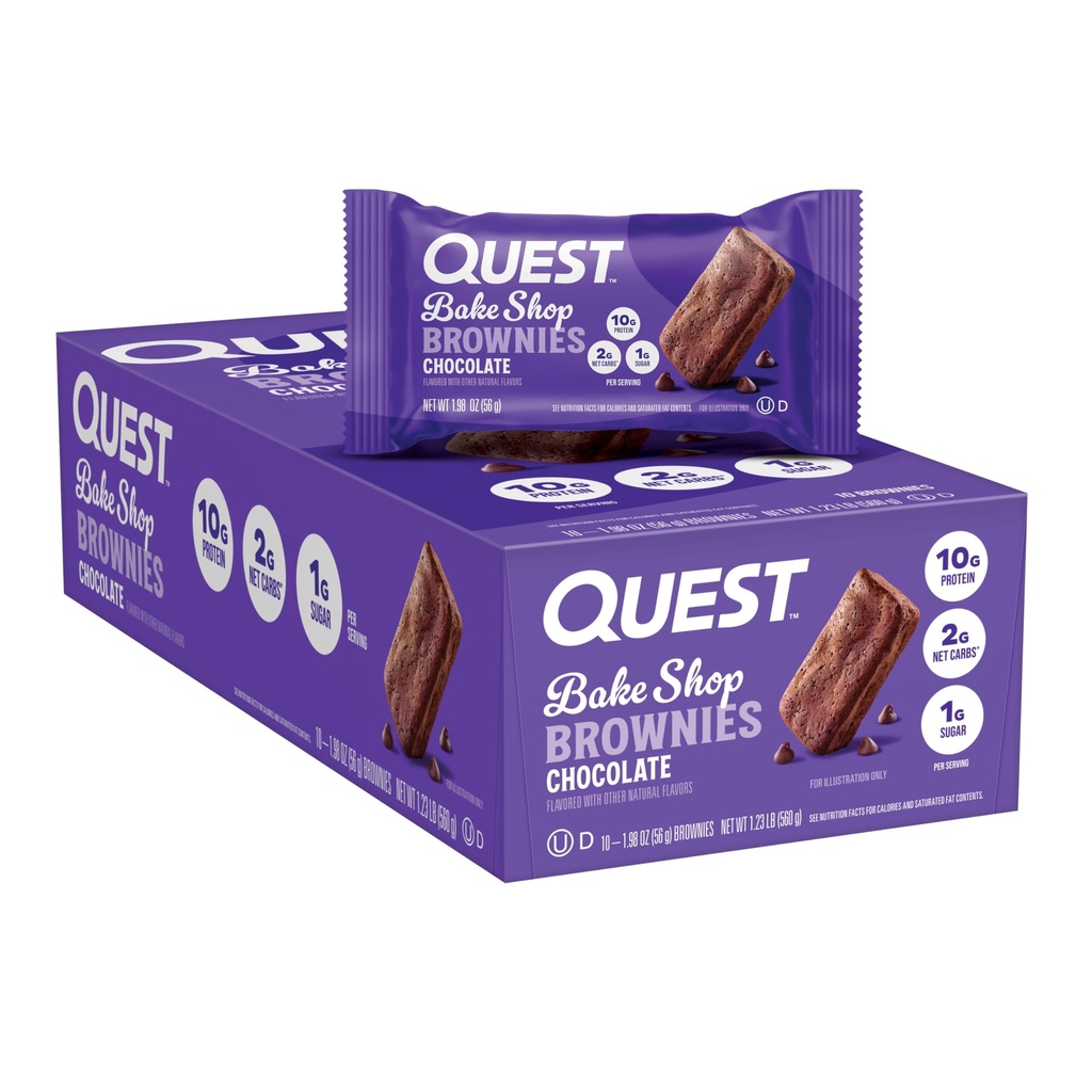 Quest Nutrition Bake Shop, Chocolate Brownies, 10g protein, 2g Net Carbs, 1g Sugar, Protein Snack, 10 Counte Shop, Chocolate Brownies, 10g Protein, 2g Net Carbs, 1g Sugar, Protein Snack, 10 Count
