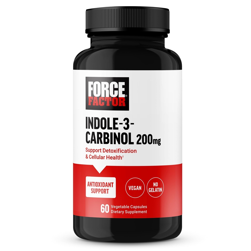 Force Factor Indole 3 Carbinol 200mg Detox and Antioxidant Supplement, Detox for Men and Women with Antioxidants, Clinically Studied Dose, Vegan, No Gelatin, 60 Capsules