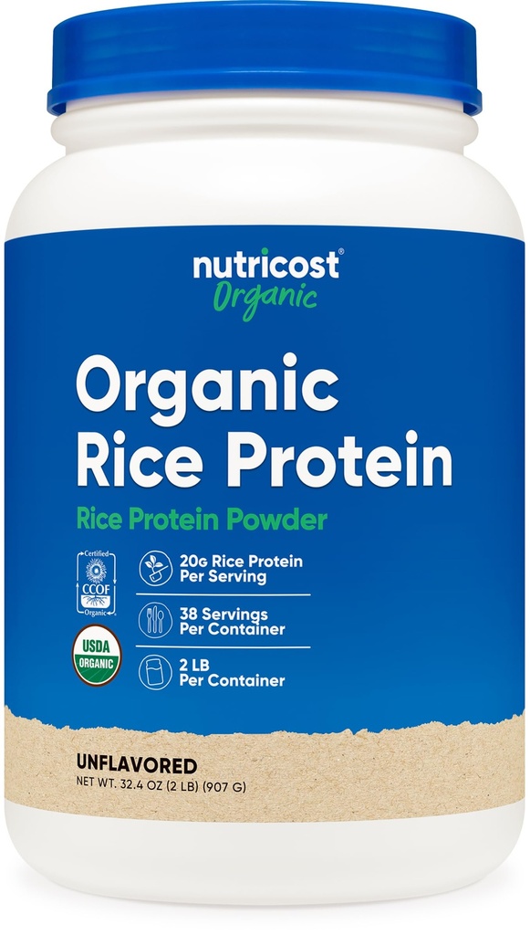 Nutricost Organic Rice Protein Powder (2 LB) - Gluten-Free, Non-GMO (from Brown Rice)