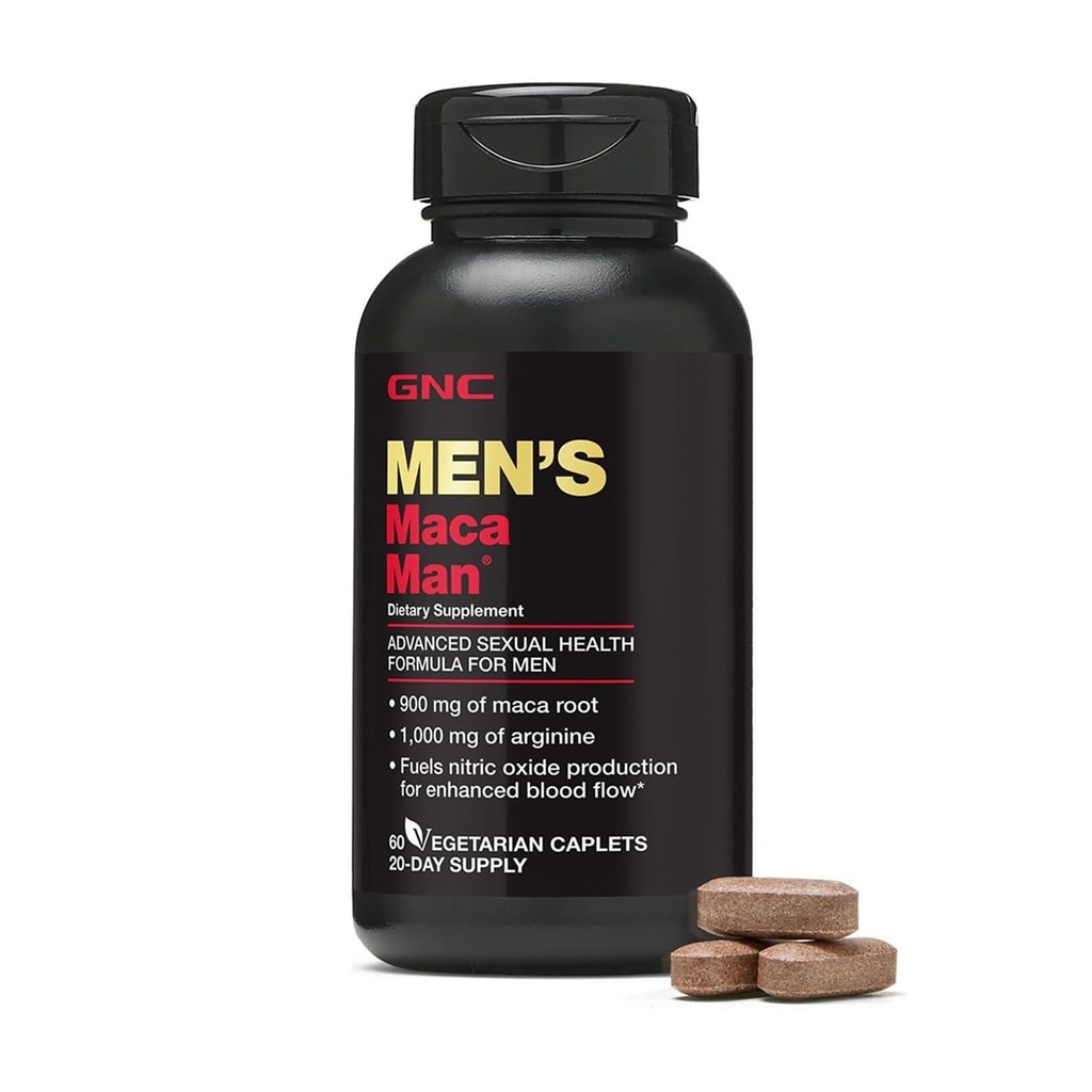 GNC Men's Maca Man, 60 Caplets, Gelişmiş Kan Akışı için Nitrik Çimento Üretimi