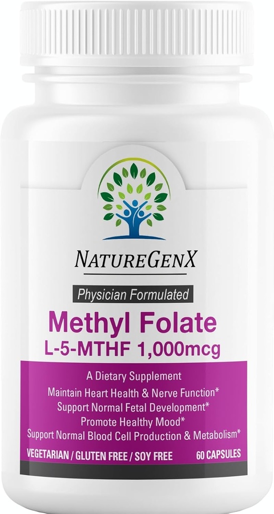 Metrik MTHRF Supplement - 1000 mcg Bioaktif Vitamin B9 (5-MTHF) - Gecikme ve Fetal Sağlık - 60 Capsules - Gluten-Free