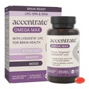Omega Max w/LYSOVETA LPC | EPA & DHA Supplements for Brain & Retina Sağlık | Odak, Dikkat, Hafıza, Mood & Vizyon | 6X Yüksek Sıcaklıklı Omega-3 L-PCHA
