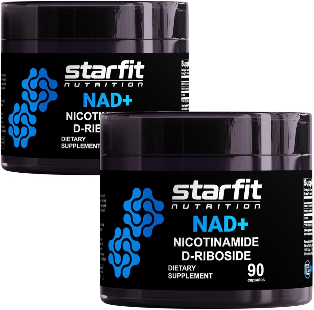 STARFIT - Nicotinamid D-Riboside (2 Pack), ATM NAD+, Enerji ve Odak Supplement, Anti-Aging Hücre Destek, Toplam 180 Capsules