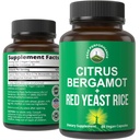 Citrus Bergamot + Red Yeast Rice. 2-in-1 Supplement. Yüksek Kuvvet 10:1 Bergamot Extract. No Gluten, Zero Sugar, Vegan Capsules