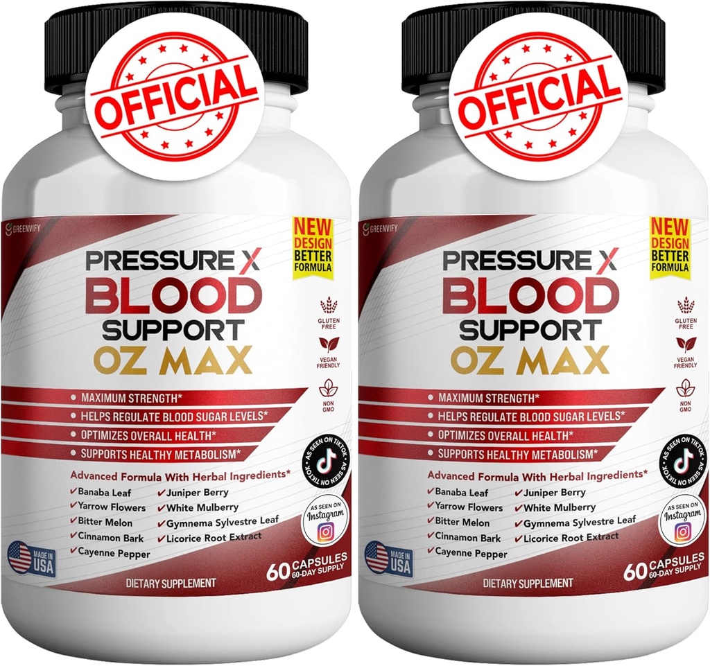 Pressure X Blood Support OZ Max Blood Support Supplement - Advanced Formula PressureX Advanced Support Supplement, Pressure X Maximum Strength Reviews (2 Pack - 120 Capsules)
