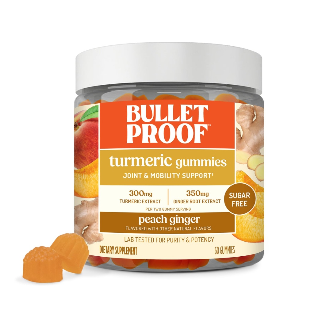Kurşunlu Sugar-Free Peach Ginger Turmeric Gummies, 60 Kont, Chem Supplement for Joint and Inflammation Response Support, New and Improv Flavor and texure, Packaging May Vary