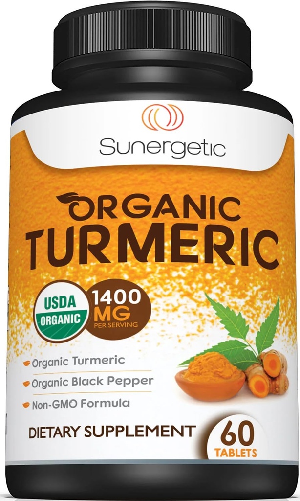 USDA sertifikalı Organik Turmeric Supplement – Organik Turmeric & Organik Black Pepper – 1,400 mg of Turmeric per Service - 60 Kont (1.5 km)