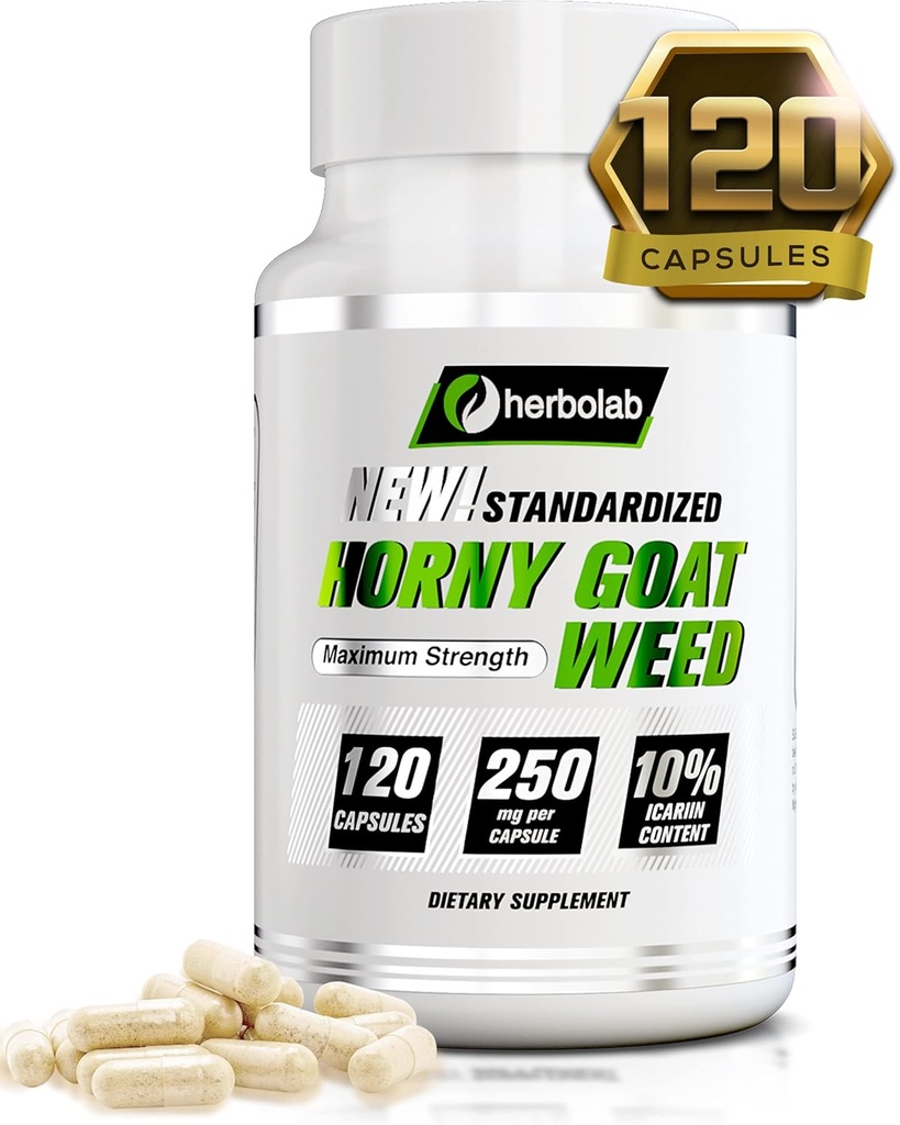 Shebolab Horny Goat Weed Extract, Standardized to 10% Icariin, 250 mg x 120 Capsules (AKA Epimedium, Barrenwort, Bishop's Hat, Peri Wings, Yin Yang Huo)