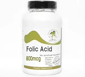 Folic Acid 800mcg ~ 200 Capsules - No Additives ~ Naturetition Supplements
