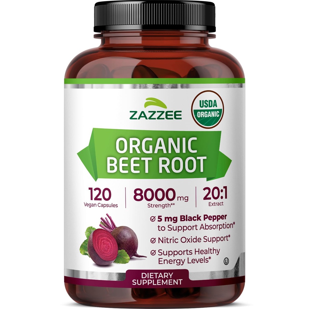 Zazzee USDA Organik Arıt Kök 8000 mg Güçlü 20:1 Ekstraksiyon, 120 Vegan Hızlı Yayın Kapsülleri, Gelişmiş Aborpsiyonlar, Destekler Nitrik Çimento Üretimi, ABD'de Yapılmış, ABD'de Yapılan