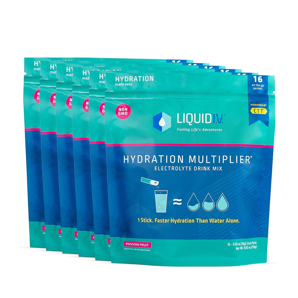 Sıvı I.V. Hydration Multiplier - Tutku Meyvesi - Hydration Toz Paketleri | Electrolyte Drink Mix | Easy Open Single-Serving Stick | Non-GMO | 96 Sticks