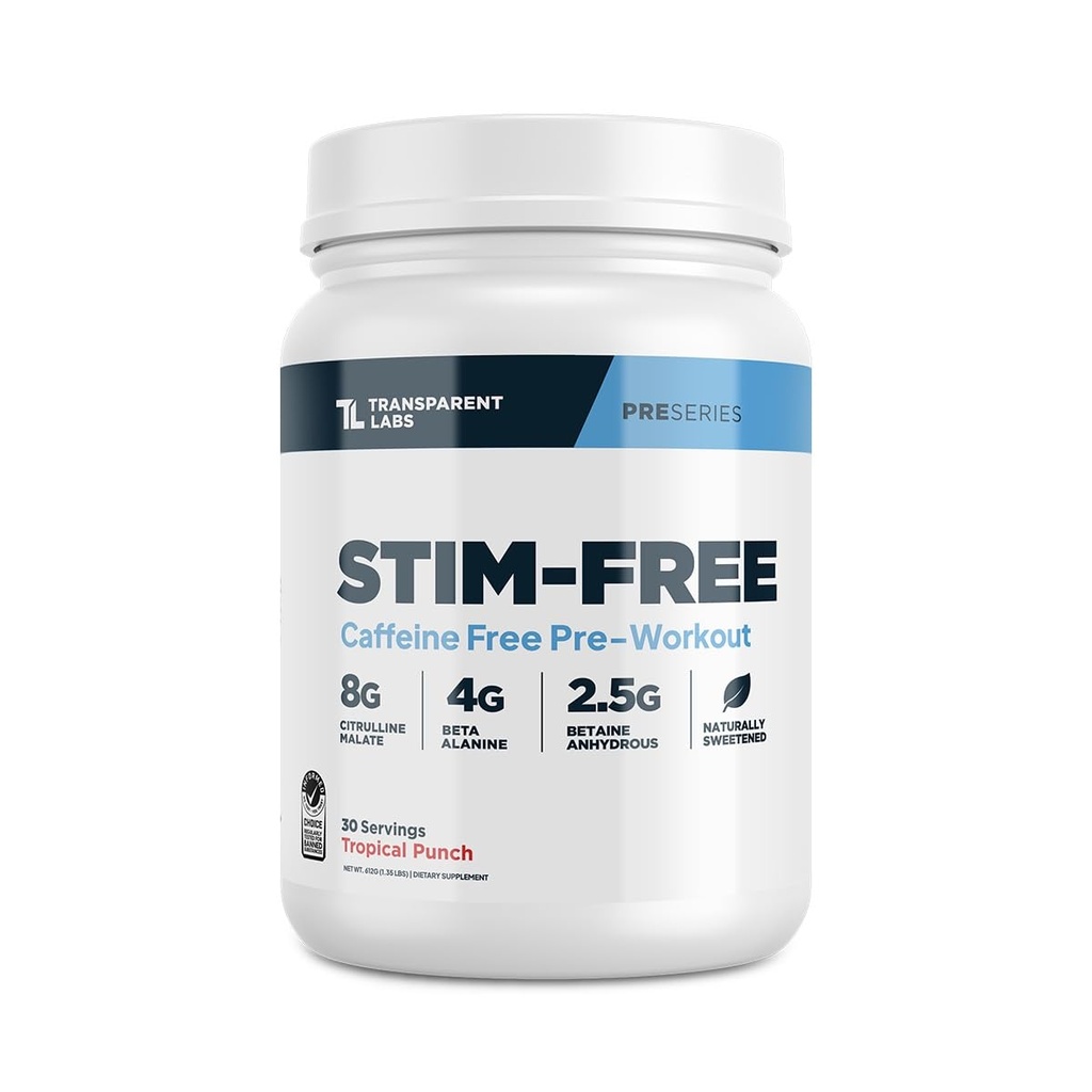 Gap Labs Stim-Free Pre-Workout - Caffeine & Stim Free Pre Workout Toz for Men and Women with Beta Alanine Toz, Citrulline Malate, & elevATP - 30 Hizmet, Tropikal Punch