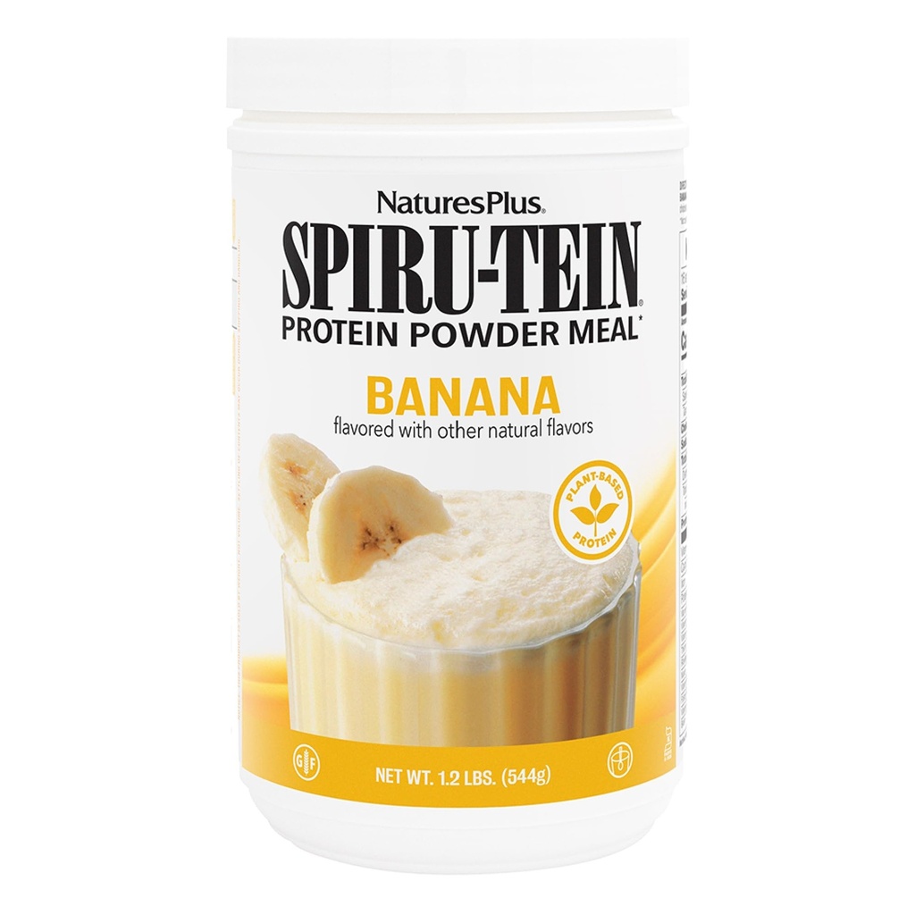 Natures Plus SPIRU-TEIN, Banana - 1.2 lbs - Plant-Based Protein Shake - Non-GMO, Vegetarian, Gluten Free - 16 Hizmetler
