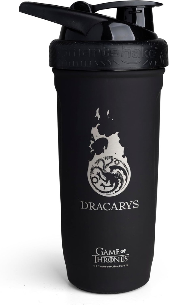Smartshake Reforce paslanmaz Steel Game Of Thrones Dracarys, Shaker Şişe (900 ML / 30oz) | hafif Direniş Spor Shaker Şişe Yumuşak Lid | Leakproof, Ted Free & DEHP Free