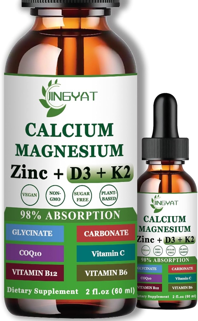 Kalsiyum çinko sıvı damlaları, Sıvı Glycinate 500 mguba 1000 mg D3,K2,B6,B12,Coq10 Bone Strength, Muscle Function,6X Güçlü Than Gummies Capsules