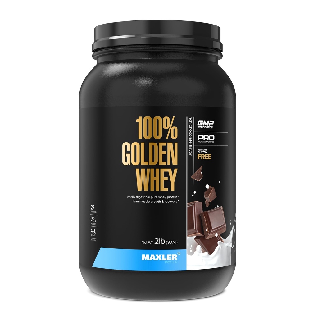 Maxler 100% Altın Whey - Servis başına proteinin 22g - Yüksek protein, Low Fat, Low Carb, Complete Platinum Acid Profile - Rich Chocolate Protein 2 lb