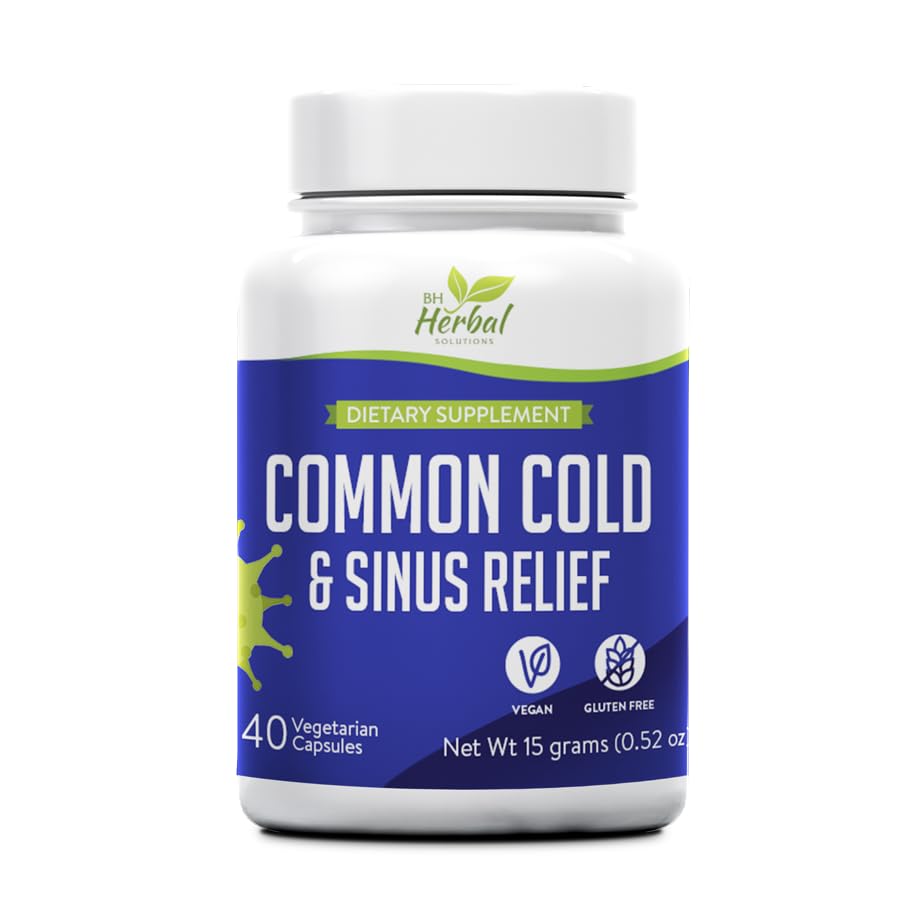 Common Cold Supplement - Sinus Pressure and Congestion Relief - Relief from Runny Nose, Sneezing, Sore Throat and Coughing - Fast Acting - 100% Natural and Herbal Supplement