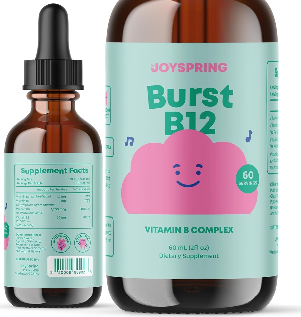 JoySpring Liquid B Kompleksi - Çocuklar için Multivitamin Drops - Çocuklar için Genius Vitaminleri - Çocuklar için Genius Vitamini -