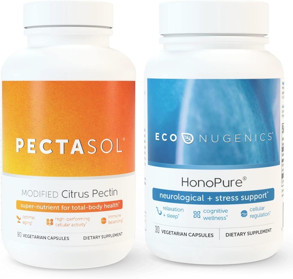 EcoNugenics Ultimate Cellular Health & Immune Support Pack | HonoPure - Magnolia Bark Ekstraksiyon, 30 Capsules | Pecta Sol-C Modified Citrus Pectin, 90 Capsules