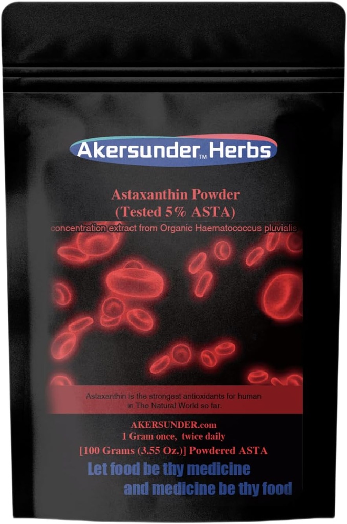 Pure Haematococcus pluvialis Extract Toz, 100 Grams, astaxanthin (ASTA) >% 5, Güçlü antioksidan Supplement Supplement Supplement