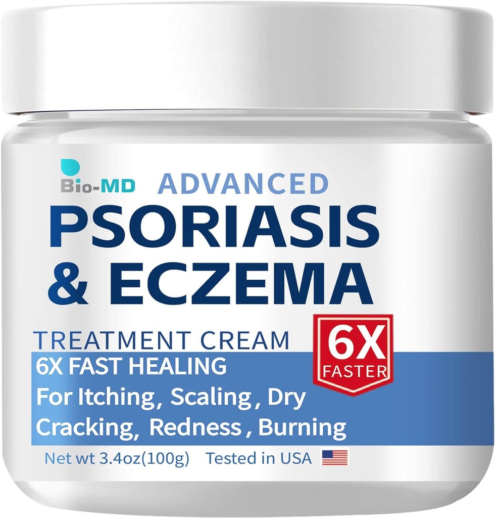 Bio-MD Psoriasis Eczema Cream, Eczema Cream for Adults, Extra Strength Control Reoccurrence, Relieve Symptom of Resistant, Effective for Seborrheic Dermatitis, Folliculitis Treatment