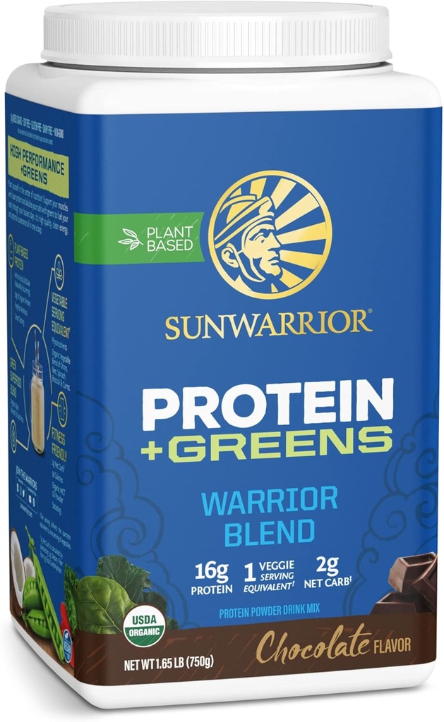Organik Protein Yeşilleri Superfood Toz | Vegan Plant-Based Organik Protein Toz Çikolatası BCAA Aminoas & Superfood Mix | Non-GMO Soy Süt & Gluten Ücretsiz (Chocolate, 30 Hizmet)