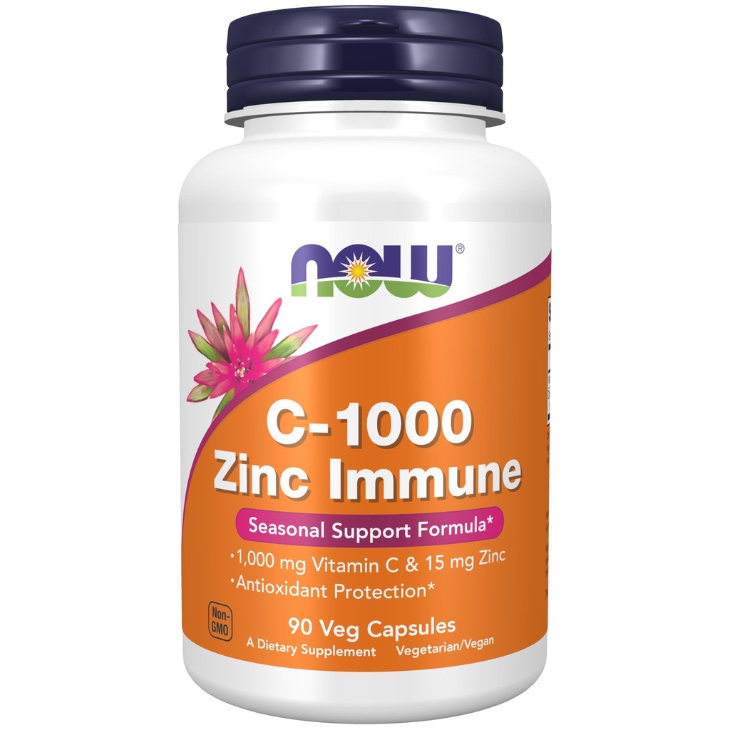 Şimdi Gıdalar Tamamlıyor, C-1000 & çinko Immune, Mevsimlik Destek Formula*, Antioksi Koruma*, 90 Veg Capsules