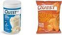 Quest Vanilla Milkshake Protein Toz, 24g protein, 1.6lb + Quest Nacho Cheese Tortilla Style Protein Chips, 18g Protein, 12 paket