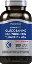 Piping Rock Glucosamine Chondroitin MSM Turmeric | 300 Caplets | Supplement for Women and Men | Advanced Triple Strength Kompleks | Non-GMO & Gluten Free Free