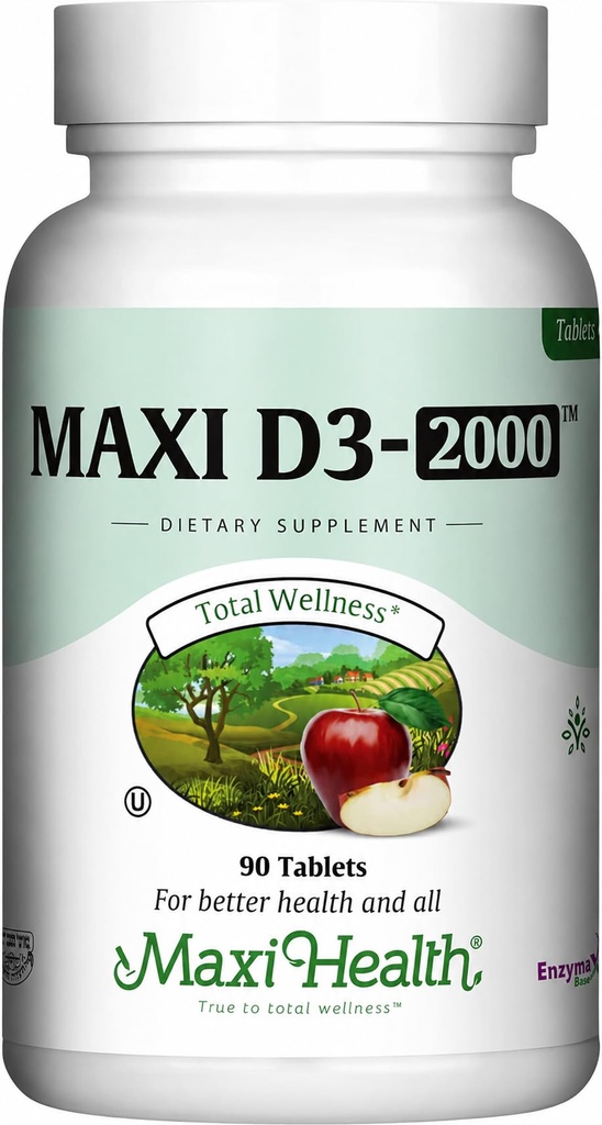 Maxi-Sağlık Vitamin D3 2000 IU - Sağlıklı Kas Fonksiyonlar, Bone Health ve Immune Support - 90 Tablet - En İyi Kosher Supplement For Yetişkinler