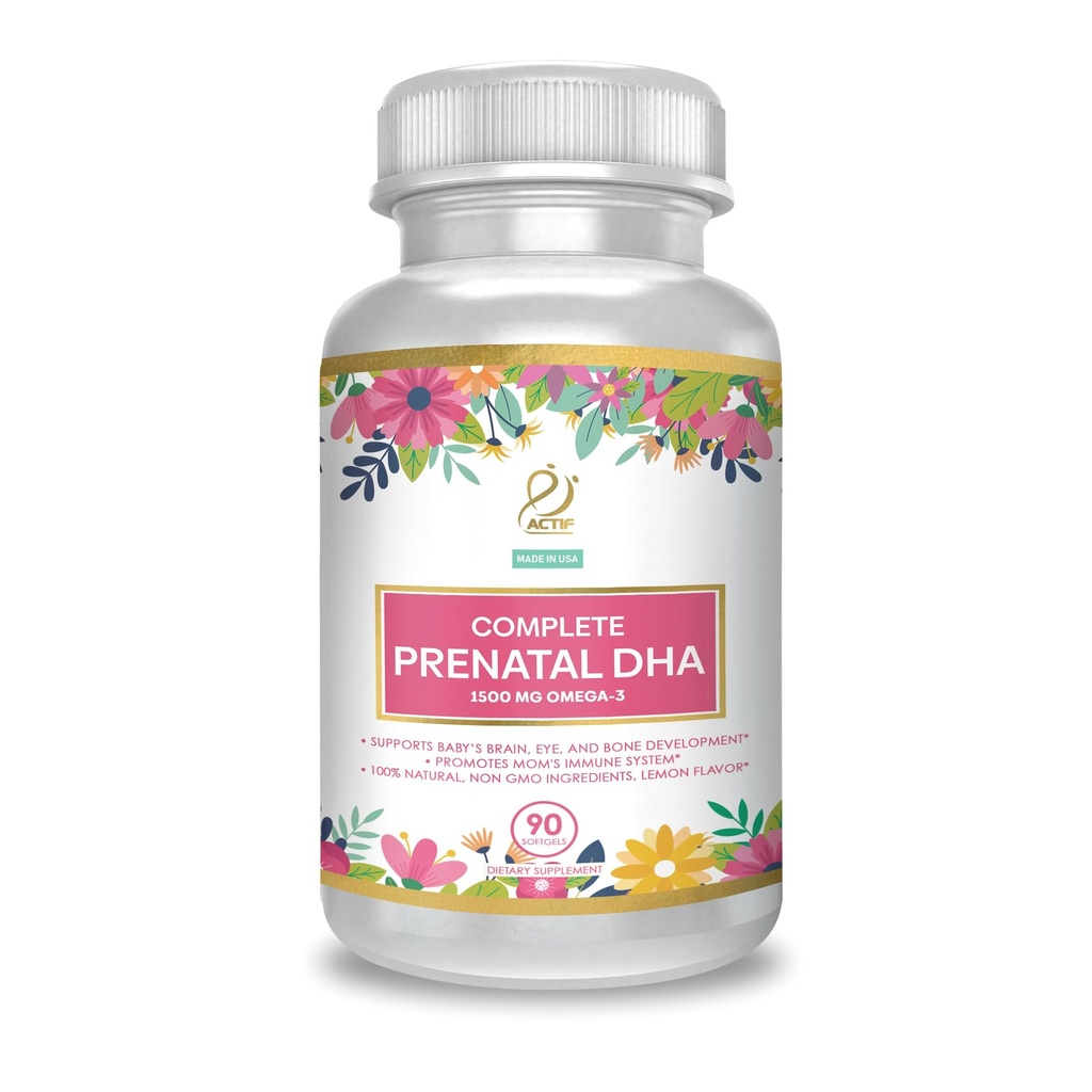 ACTIF, 1500 mg Omega-3 ile Prenatal DHA,% 100 Doğal, Organik DHA, EPA – Non-GMO, 90 Count
