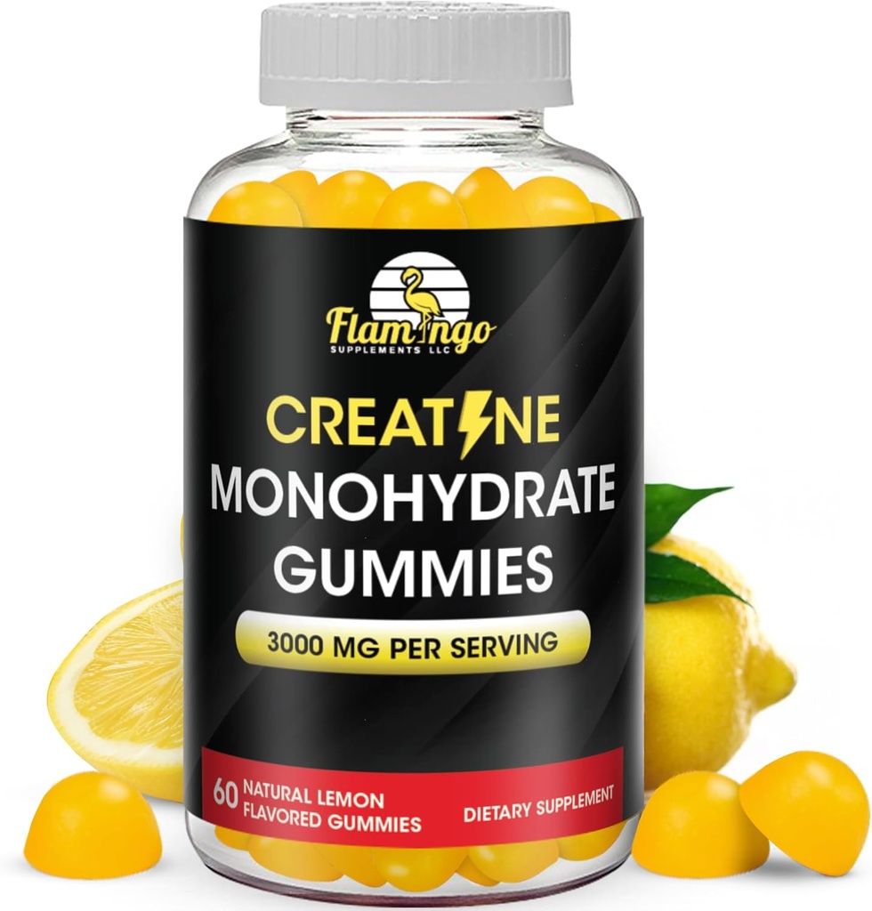 Tinatine Gummy Supplement- Lemon Flavoredtine Cyhidrat Pre Workout Chews for Energy Boost, Kre and Strength, Vegan, Non-GMO 90 Count