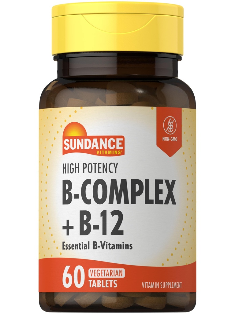 Sundance Vitamin B-Complex | B-12 | 60 Tabletler | Yüksek Potency | Vegetarian, Non-GMO ve Gluten Free Supplement Supplement Supplement