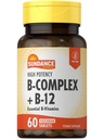 Sundance Vitamin B-Complex | B-12 | 60 Tabletler | Yüksek Potency | Vegetarian, Non-GMO ve Gluten Free Supplement Supplement Supplement
