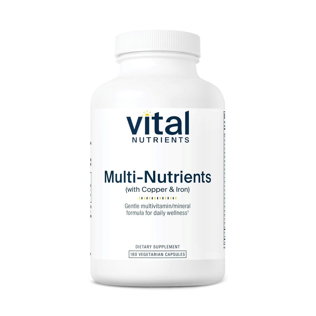 Vital Nutrients Multi-Nutrients 4 | Citrate/Malate Formula (Zengin ve Demir ile) | Çok Vitamin/Mineral Formula ile Potent Antioksis | Bio kullanılabilir Form | Non-GMO | 180 Capsules